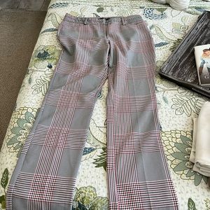 Red, black and gray striped pants